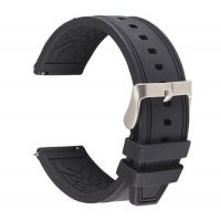Curea din silicon eses cu dungi bicolore - Negru negru, 20 mm