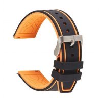 Curea din silicon eses cu bandă bicoloră - Negru portocaliu, 22 mm