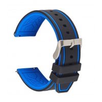 Curea din silicon eses cu dungi bicolore - Negru albastru, 22 mm