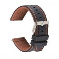 Curea din silicon eses cu bandă bicoloră - Maro negru, 24 mm