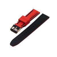 Curea din silicon eses cu bandă bicoloră - Roșu negru, 24 mm