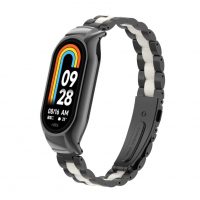 brățară metalică pentru Xiaomi Smart Band 8 - Alb și Negru