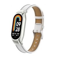 esem curea din piele pentru Xiaomi Smart Band 8, 9 și 10 - Alb