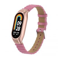 esem curea din piele ondulată pentru Xiaomi Smart Band 8, 9 și 10 - Roz