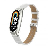 esem curea din piele ondulată pentru Xiaomi Smart Band 8, 9 și 10 - Alb