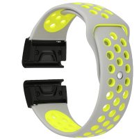 Curea perforată din silicon eses pentru Garmin - Gri galben, QuickFit 20 mm