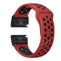 Curea perforată din silicon eses pentru Garmin - Roșu Negru, QuickFit 20 mm