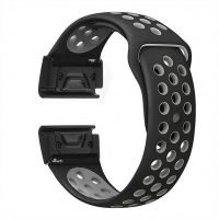 Curea perforată din silicon eses pentru Garmin - Negru gri, QuickFit 22 mm