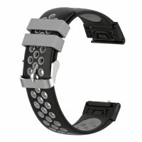 Curea perforată din silicon eses pentru Garmin - Negru gri, QuickFit 22 mm