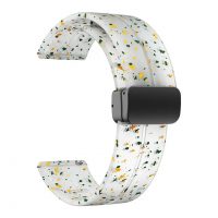 Curea din silicon eses cu cataramă magnetică 20 mm - Artă cu model, albă