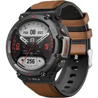 Curea sport din piele fină eses pentru Xiaomi Amazfit T-Rex 2 - Maro