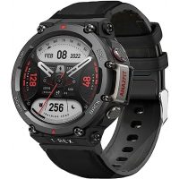 Curea sport din piele fină eses pentru Xiaomi Amazfit T-Rex 2 - Neagră