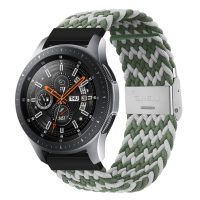 Curea din nailon împletit eses cu cataramă 22 mm - Model, verde și alb