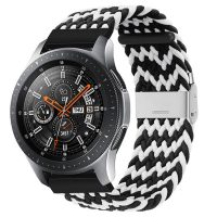 Brățară din nylon împletit cu cataramă de 20 mm - Modelat, Alb și Negru