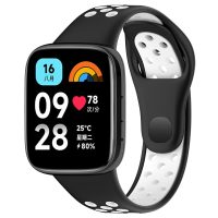 brățară din silicon perforat pentru Xiaomi Redmi Watch 3 Active - Negru și alb