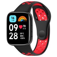 brățară din silicon perforat pentru Xiaomi Redmi Watch 3 Active - Negru și roșu