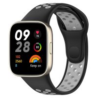 brățară din silicon perforat pentru Xiaomi Redmi Watch 3 Active - Negru și gri