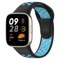 brățară din silicon perforat pentru Xiaomi Redmi Watch 3 Active - Negru și albastru