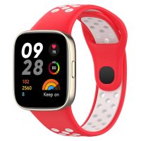 brățară din silicon perforat pentru Xiaomi Redmi Watch 3 Active - Roșu și alb