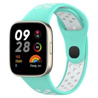 brățară din silicon perforat pentru Xiaomi Redmi Watch 3 Active - Verde mentă și alb