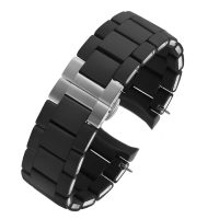eses Silicona brățară cu clips argintiu - Negru, 20 mm