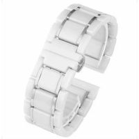 eses Ceramica brățară - Alb cu dungi argintii, 22 mm