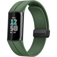 brățară din silicon cu cataramă magnetică pentru Fitbit Charge 5 și 6 - verde