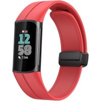 brățară din silicon cu cataramă magnetică pentru Fitbit Charge 5 și 6 - roșie