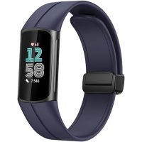 brățară din silicon cu cataramă magnetică pentru Fitbit Charge 5 și 6 - albastră