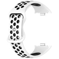 brățară din silicon perforată pentru Xiaomi Redmi Watch 4, Smart Band 8 Pro și 9 Pro - alb-negru