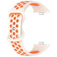 brățară din silicon perforată pentru Xiaomi Redmi Watch 4, Smart Band 8 Pro și 9 Pro - bej-portocalie