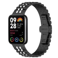 brățara metalică pentru Xiaomi Redmi Watch 4, Smart Band 8 Pro și 9 Pro - neagră argintie