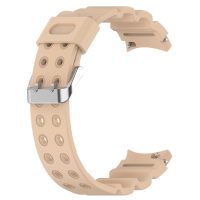 Brățară din silicon cu două rânduri pentru Samsung Galaxy Watch 4, 5, 6, 7 - Bej, 20 mm