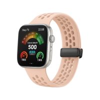 Brățară din silicon perforată cu cataramă magnetică pentru Huawei Watch Fit 3, 4 și 4 Pro - Roz