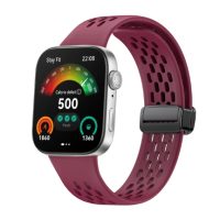 Brățară din silicon perforată cu cataramă magnetică pentru Huawei Watch Fit 3, 4 și 4 Pro - Roz