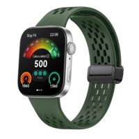 Brățară din silicon perforată cu cataramă magnetică pentru Huawei Watch Fit 3, 4 și 4 Pro - Verde