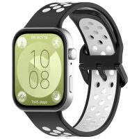 Brățară din silicon perforată pentru Huawei Watch Fit 3, 4 și 4 Pro - Alb și negru