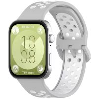 Brățară din silicon perforată pentru Huawei Watch Fit 3, 4 și 4 Pro - Gri deschis