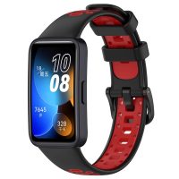 eses Brățară perforată din silicon pentru Huawei Band 8, 9 și 10 - Negru/Roșu