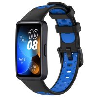 eses Brățară perforată din silicon pentru Huawei Band 8, 9 și 10 - Negru/Albastru