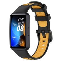 eses Brățară perforată din silicon pentru Huawei Band 8, 9 și 10 - Negru/Galben
