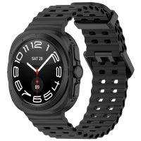 Brățară din silicon perforată cu cataramă magnetică pentru Samsung Galaxy Watch Ultra 47 mm - Neagră
