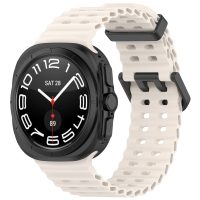 Brățară din silicon perforată cu cataramă magnetică pentru Samsung Galaxy Watch Ultra 47 mm - Bej