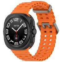 Brățară din silicon perforată cu cataramă magnetică pentru Samsung Galaxy Watch Ultra 47 mm - Portocalie