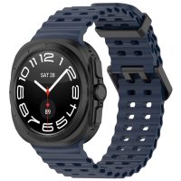 Brățară din silicon perforată cu cataramă magnetică pentru Samsung Galaxy Watch Ultra 47 mm - Albastru închis