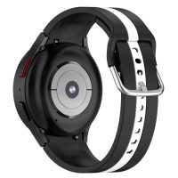 esec Brățară din silicon pentru Samsung Galaxy Watch 4 și 5 - Dungi negre și albe