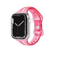 Brățară din silicon transparent pentru Apple Watch - Roz, 38mm, 40mm, 41mm