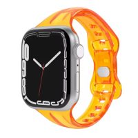 Brățară din silicon transparent pentru Apple Watch - Portocalie, 42mm, 44mm, 45mm