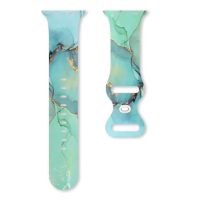 Brățară din silicon cu model marmorat pentru Apple Watch - Turcoaz, 38mm, 40mm, 41mm
