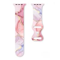 Brățară din silicon cu model marmorat pentru Apple Watch - Roz, 42mm, 44mm, 45mm